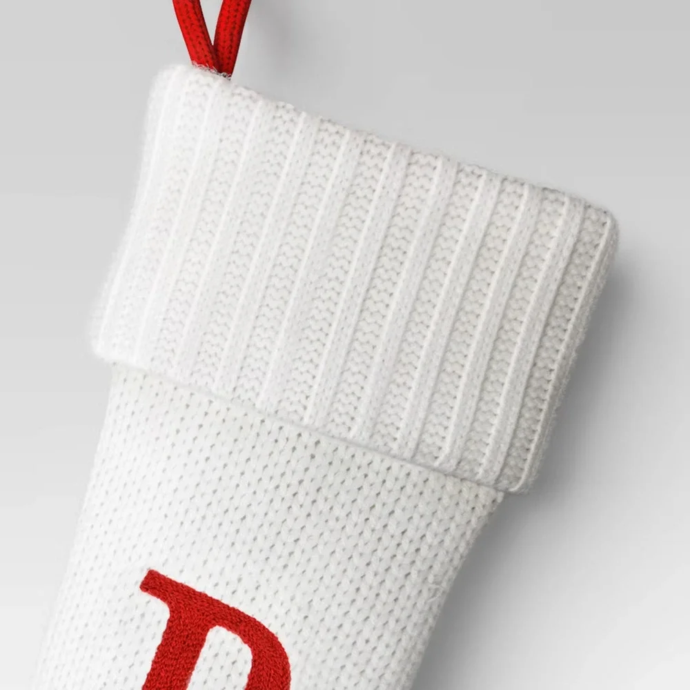 Wondershop Knit Monogram Christmas Stocking White 20
